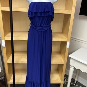 LAUREN RALPH LAUREN LRL BLUE STRAPLESS MAXI DRESS 4
